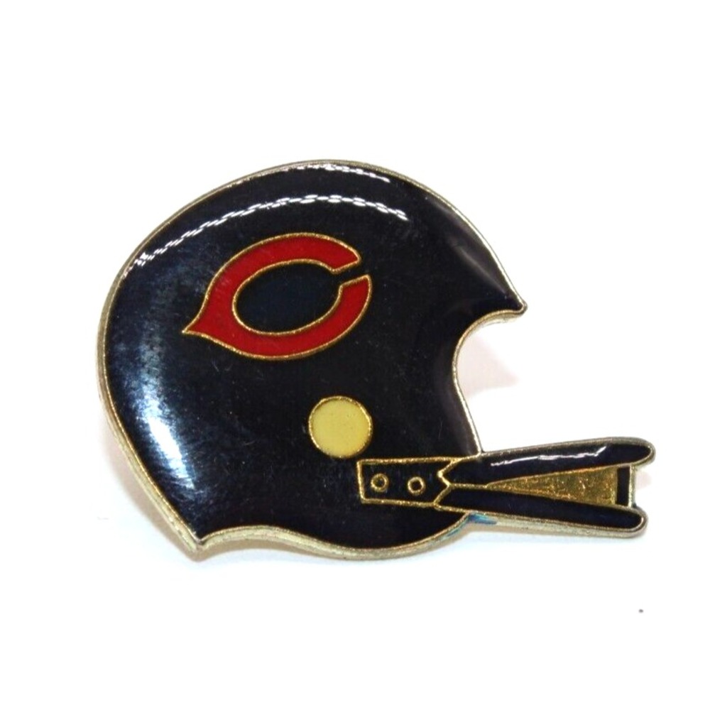 Vintage 90s Chicago Bears NFL Helmet Enamel Lapel Hat Tie Pin Butterfly Clutch - Picture 4 of 4